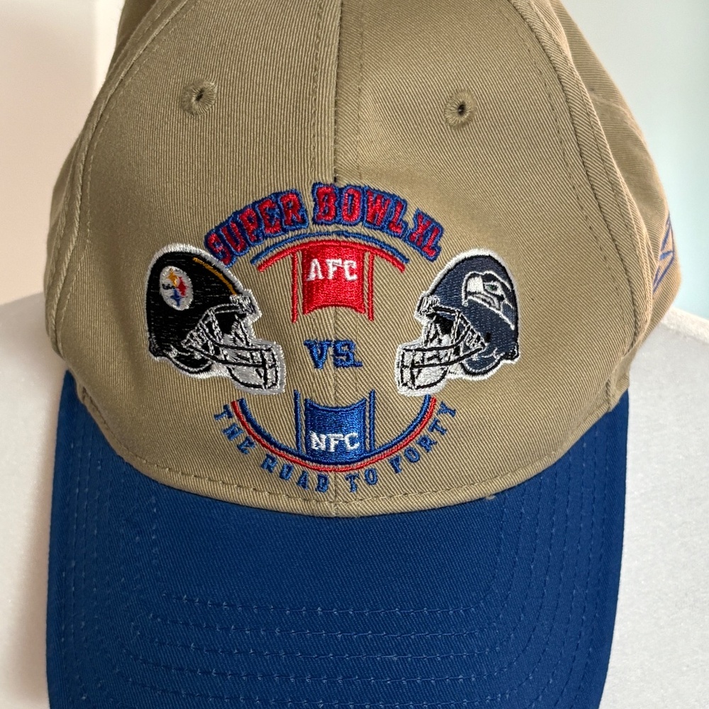 Super Bowl XL Tan and Blue Baseball Cap - NWT
